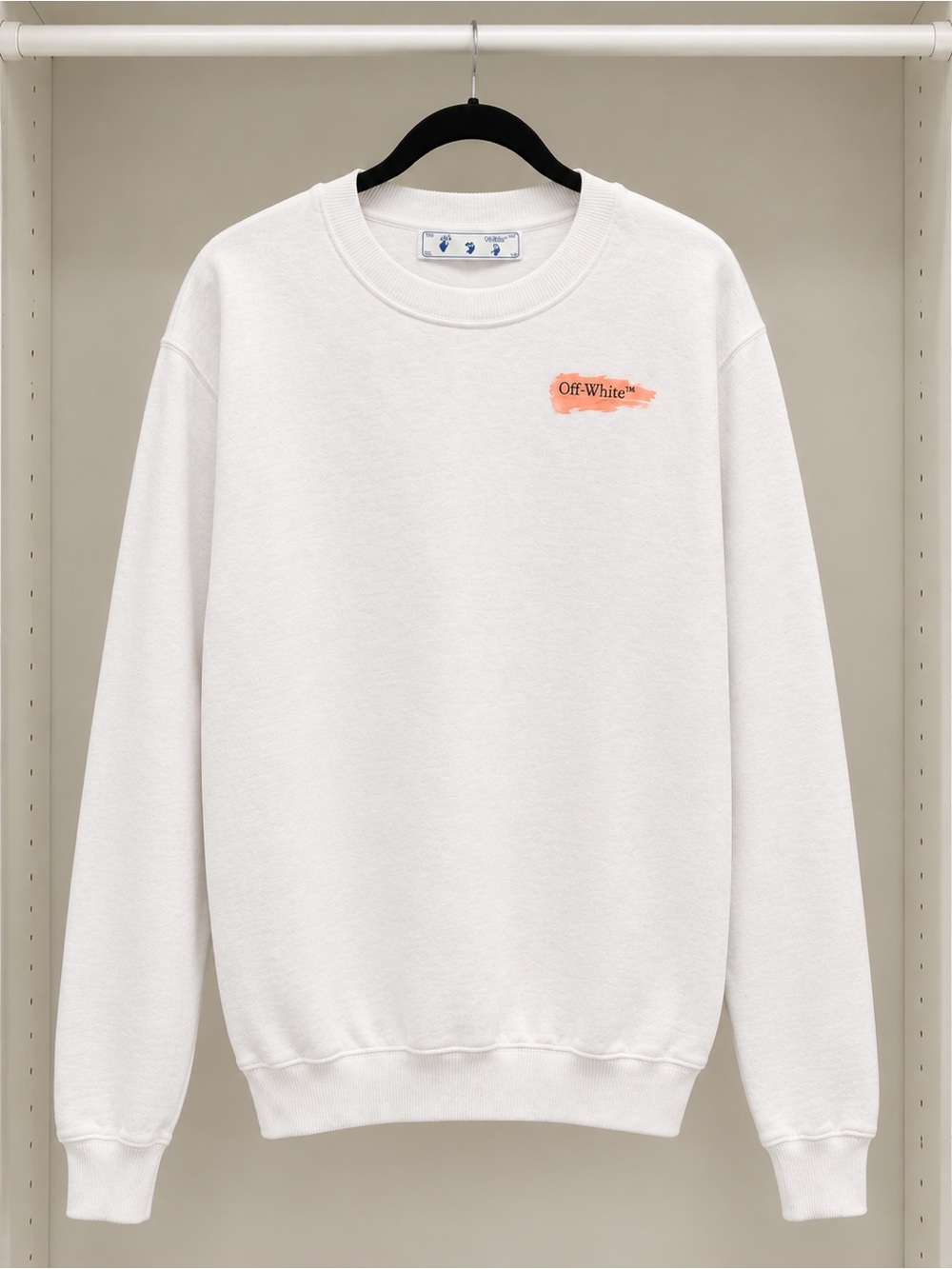 Off-White White Crewneck Sweatshirt with Coral Logo
